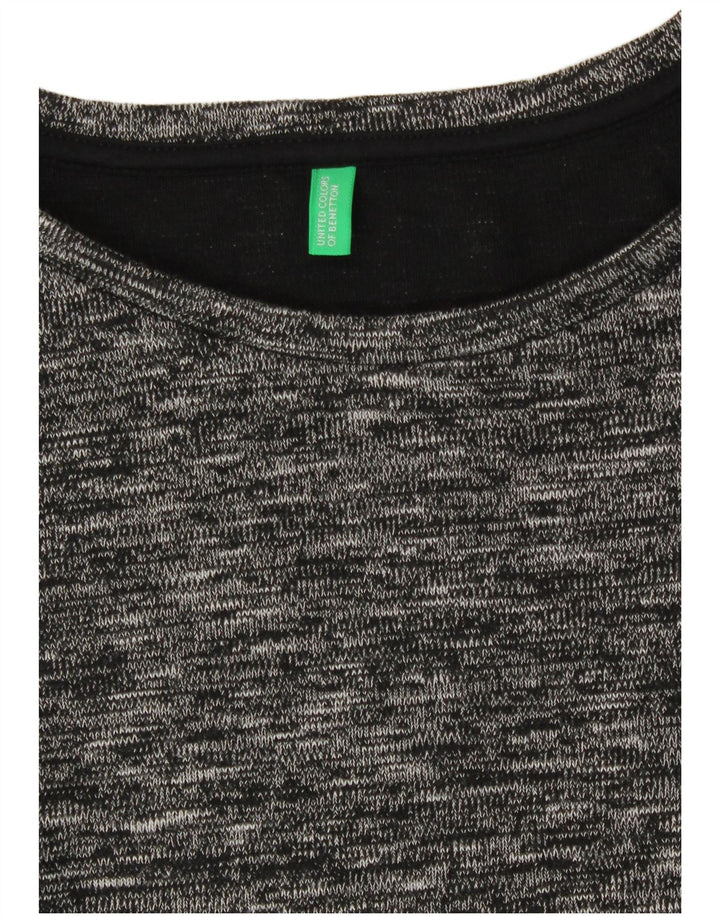 Camiseta Longline Feminina Benetton Top UK 14 Médio Preto Salpicado