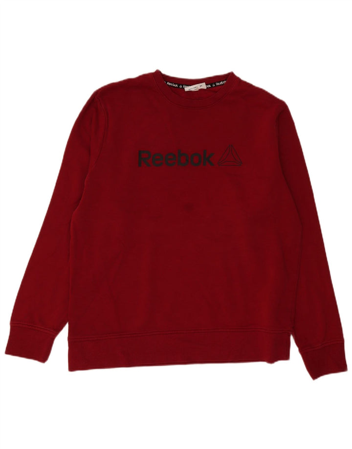 Reebok Mens Graphic Moletom Jumper Grande Borgonha