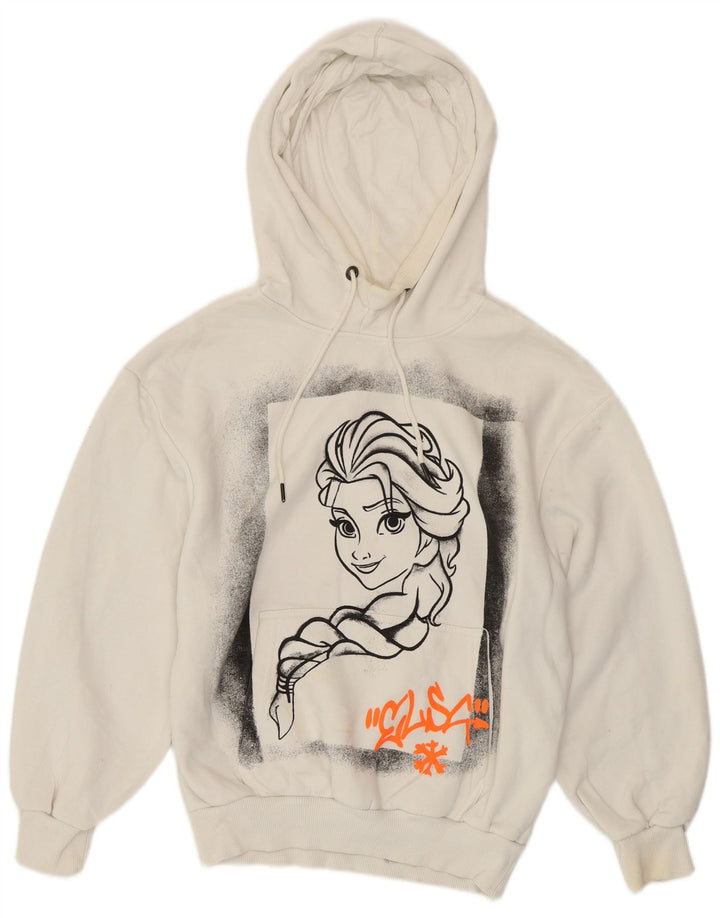Suéter feminino com capuz gráfico Frozen da ZARA Reino Unido 10 pequeno branco