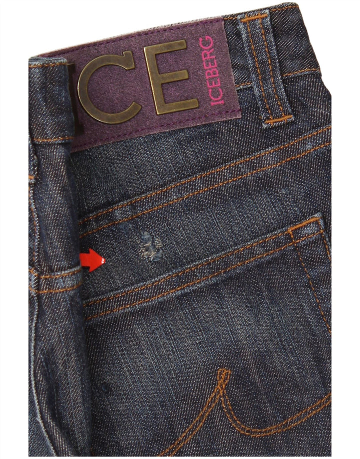 Iceberg Jeans Slim Feminino W32 L32 Azul Marinho Algodão