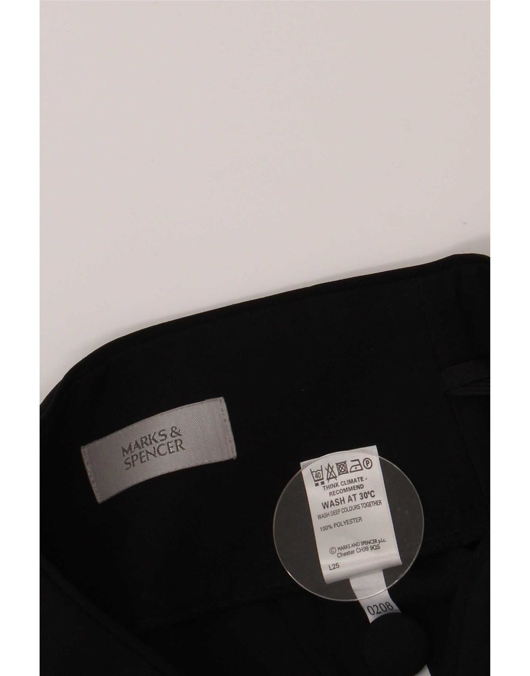Saia lápis feminina Marks & Spencer Reino Unido 10 pequena W26 poliéster preto