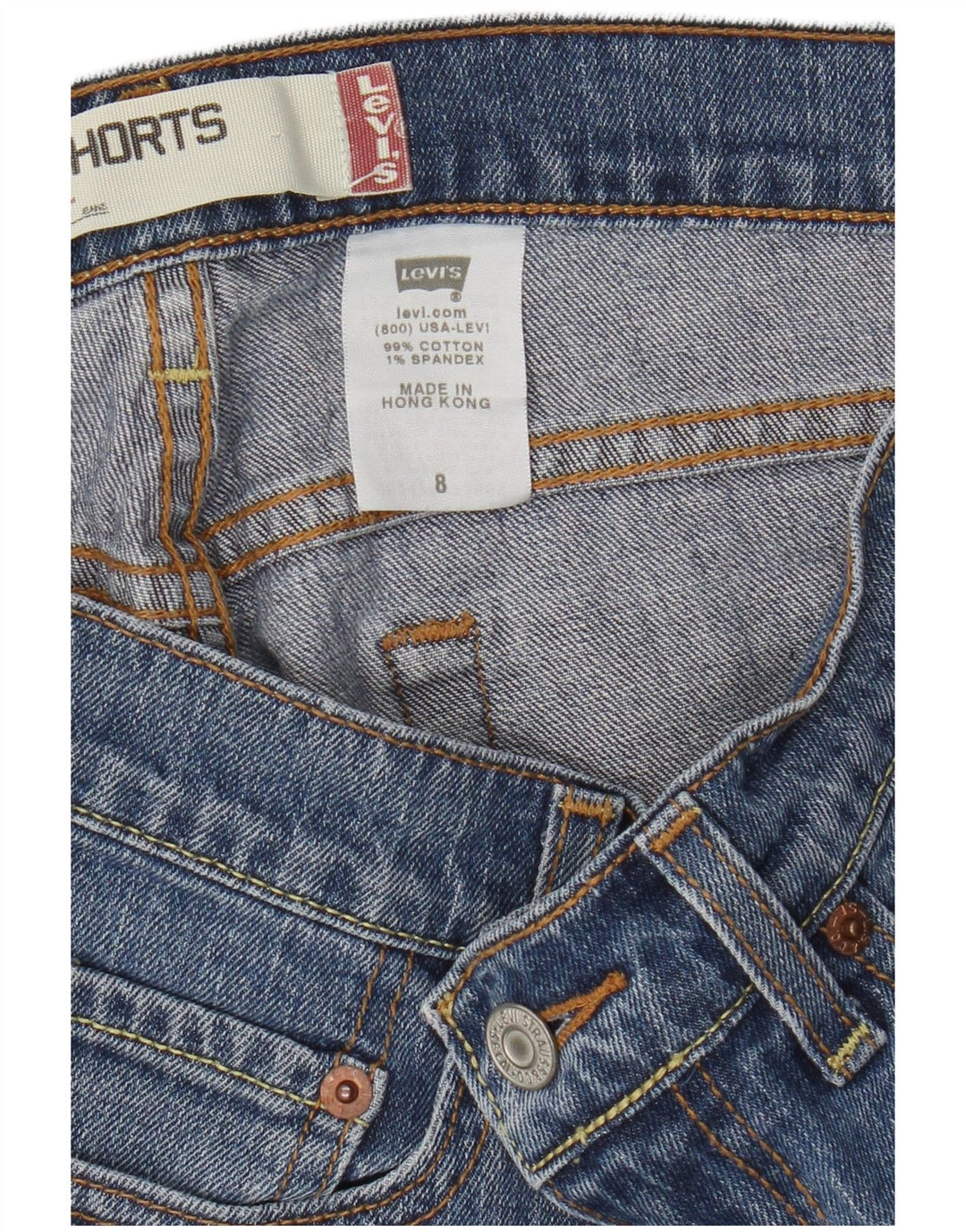Shorts jeans feminino Levi's 515 US 8 médio W30 azul algodão