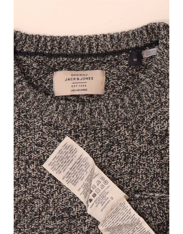 Suéter masculino Jack & Jones com gola redonda e algodão manchado cinza médio