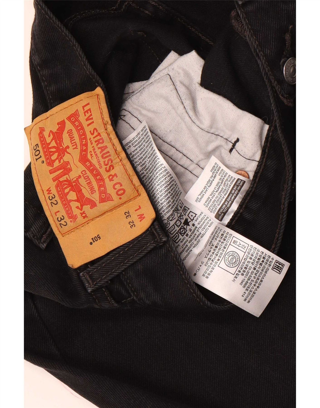 Jeans Levi's 501 Straight Masculino W32 L32 Algodão Preto
