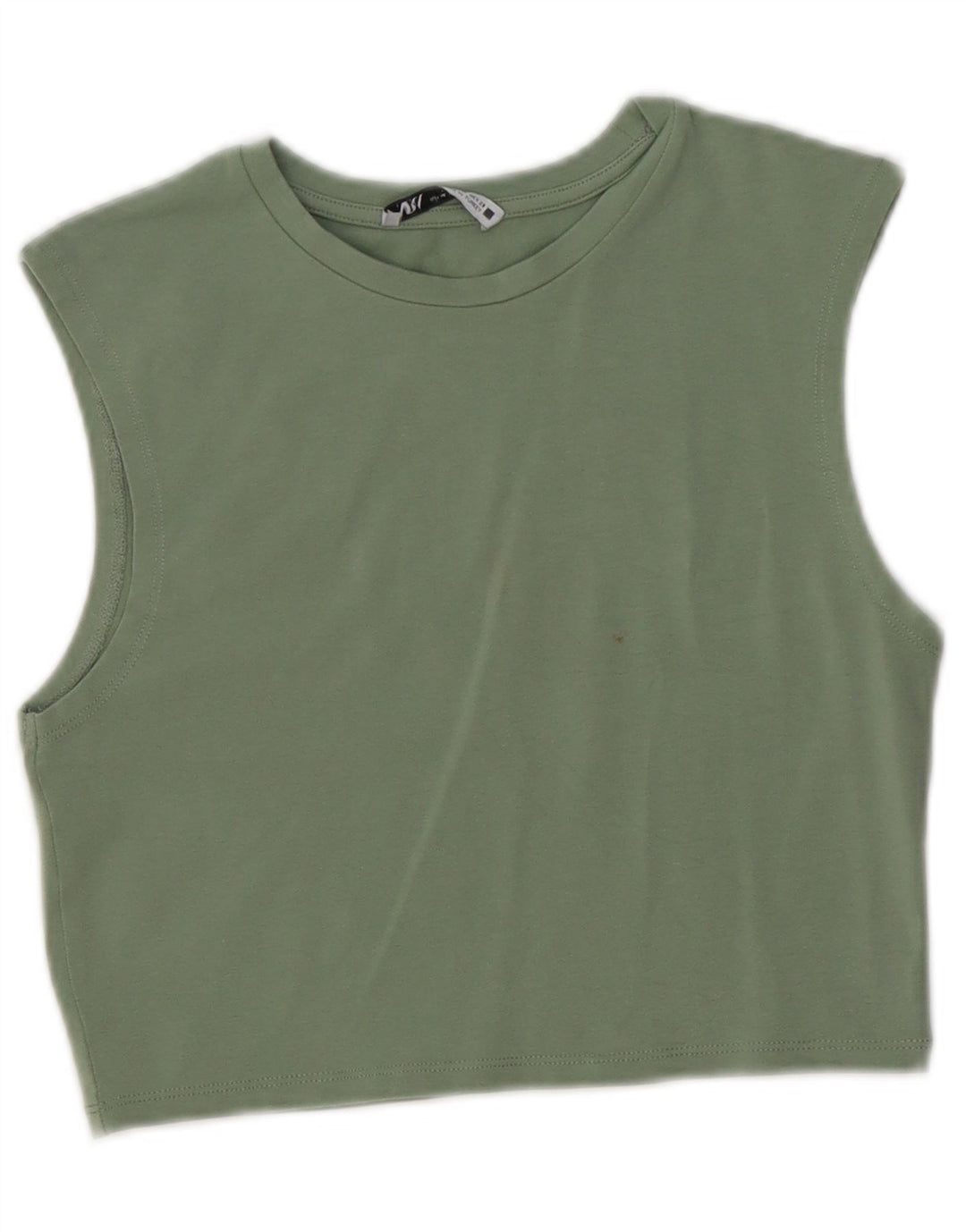 Zara Womens Crop Vest Top UK 12 Médio Verde
