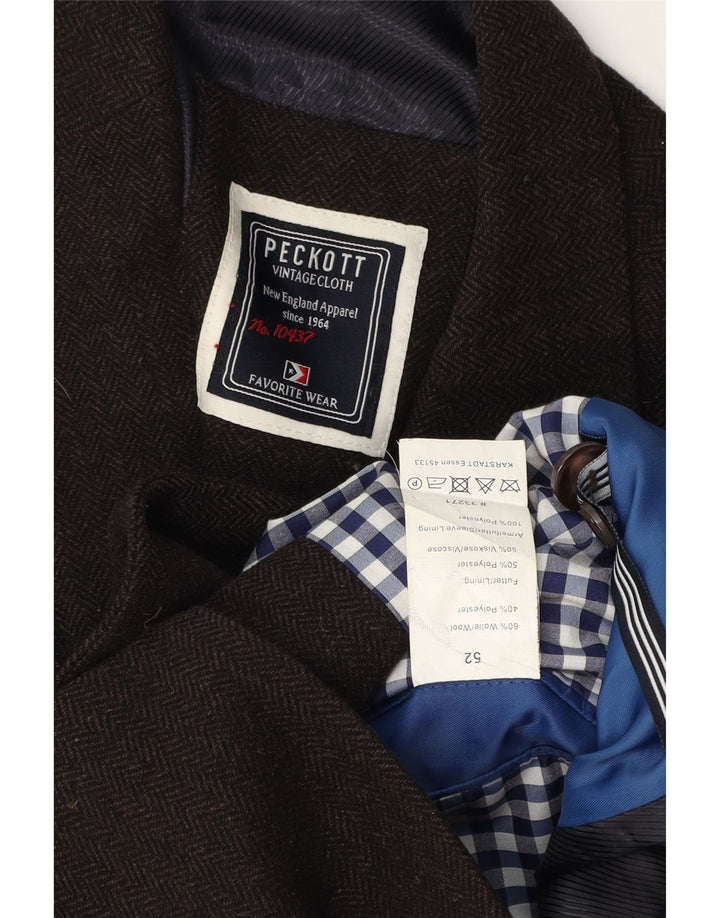 Jaqueta blazer masculina Peckott com 2 botões IT 52 XL marrom espinha de peixe