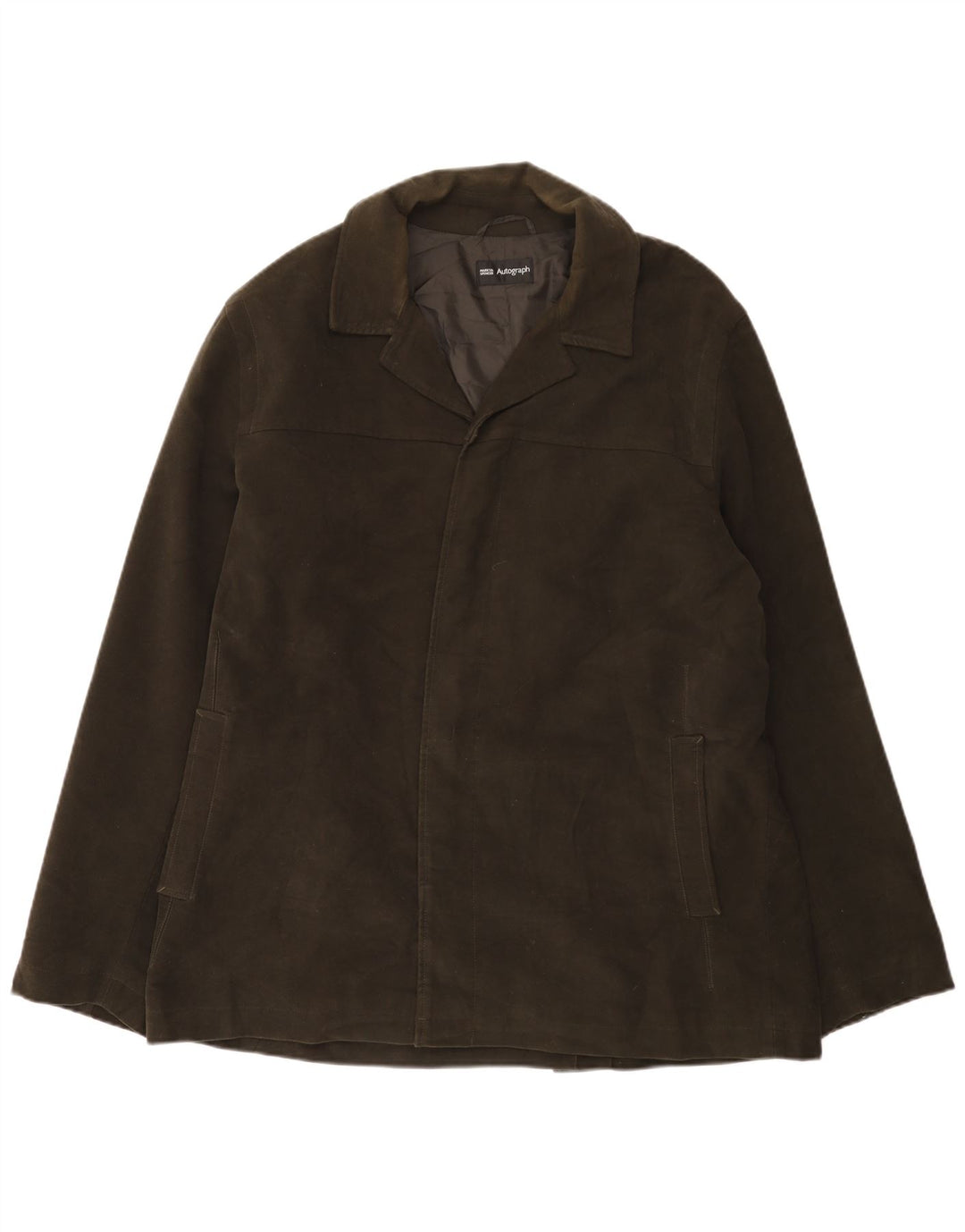 Jaqueta masculina de camurça aberta Marks & Spencer Autograph UK 42 XL cáqui