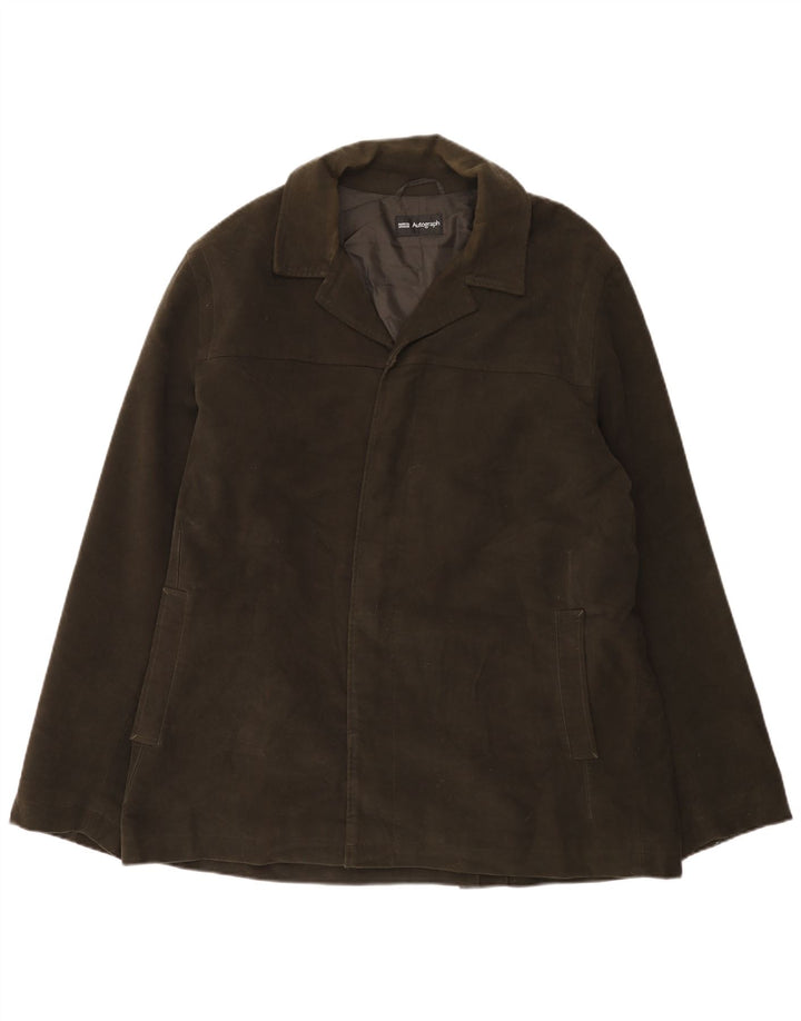 Jaqueta masculina de camurça aberta Marks & Spencer Autograph UK 42 XL cáqui
