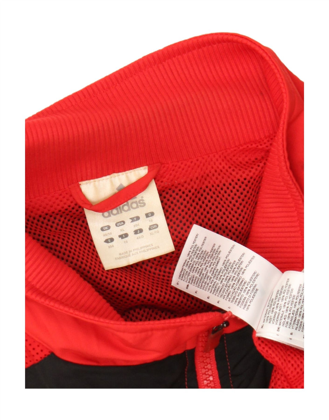 Adidas Mens Tracksuit Top Jacket UK 48/50 XL Vermelho Colorblock Poliéster