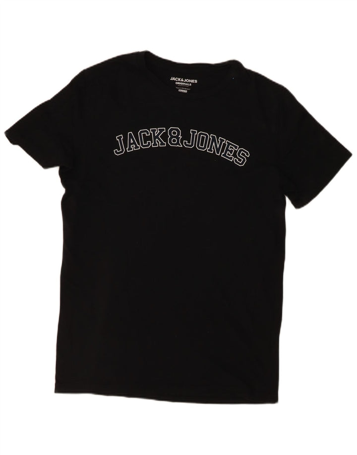 Camiseta masculina Jack & Jones Regular Fit com estampa gráfica de algodão preto médio