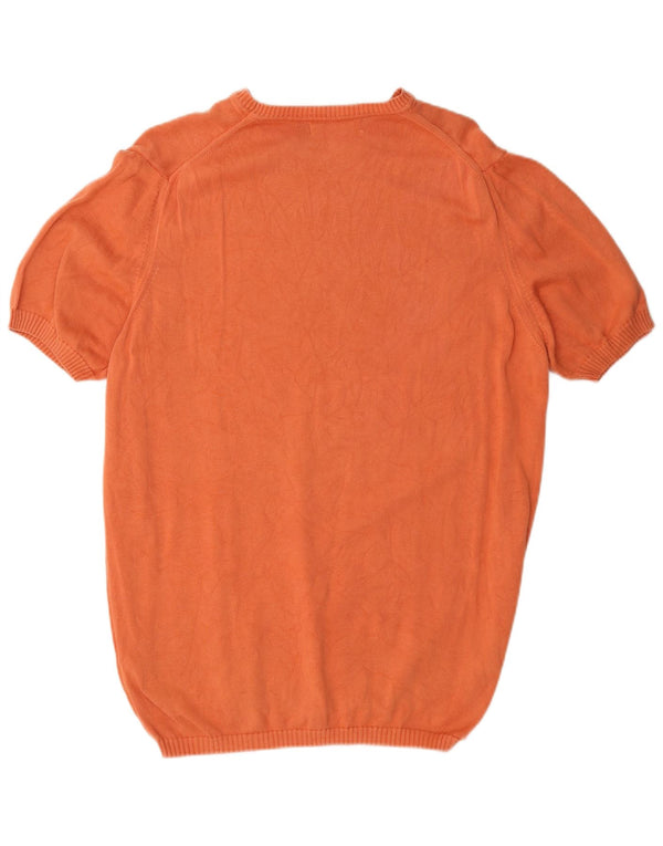 Zara Suéter masculino de manga curta com gola canoa XL laranja algodão