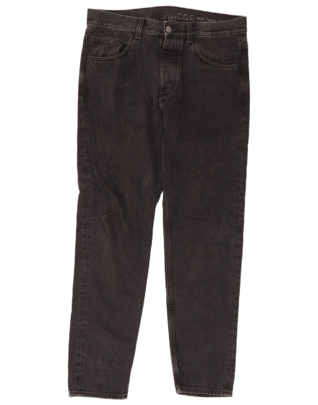 Calça jeans feminina Cos cintura média regular cônica W29 L30 algodão preto