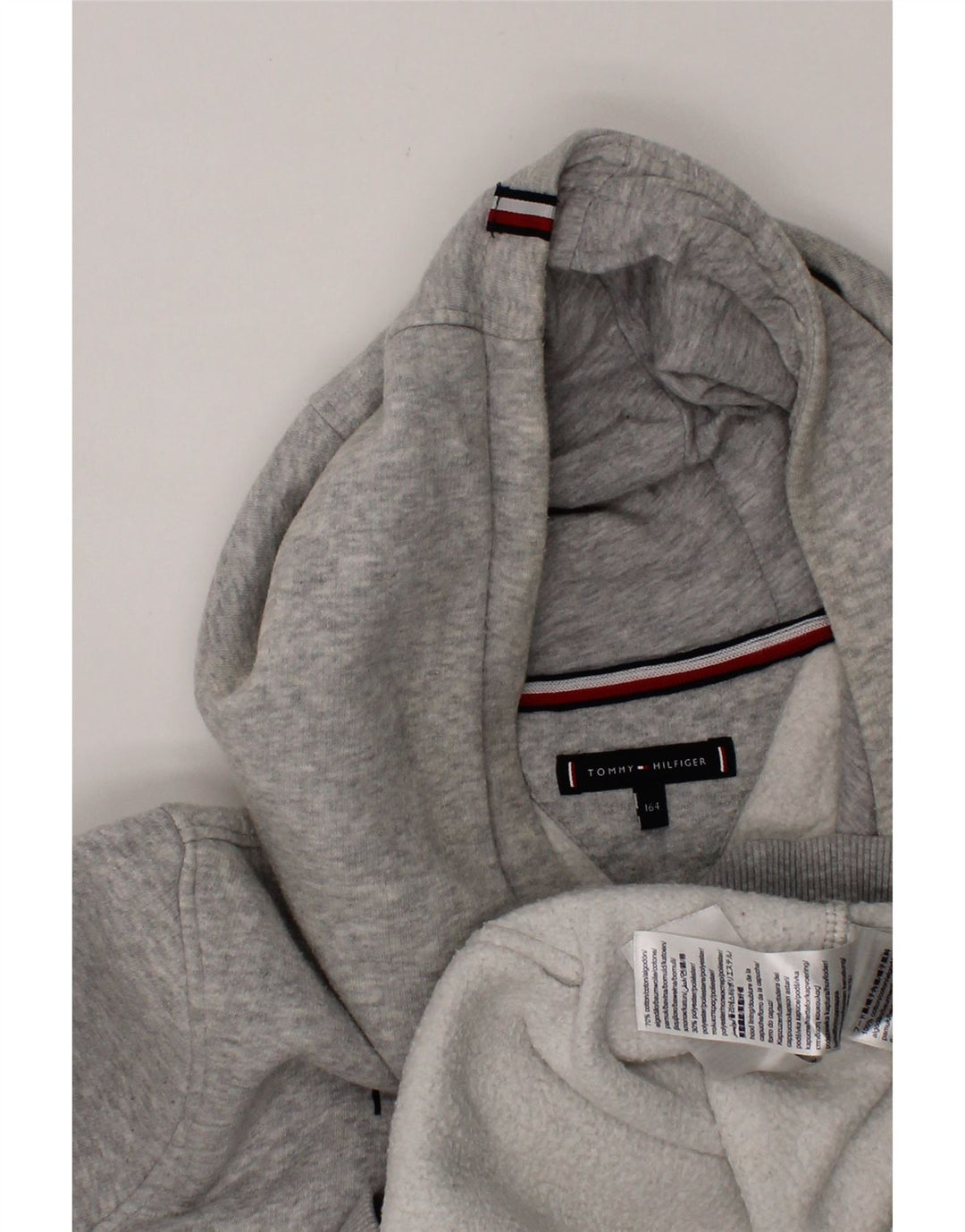 TOMMY HILFIGER Girls Graphic Hoodie Jumper 13-14 Years Grey Cotton Vintage Tommy Hilfiger and Second-Hand Tommy Hilfiger from Messina Hembry 