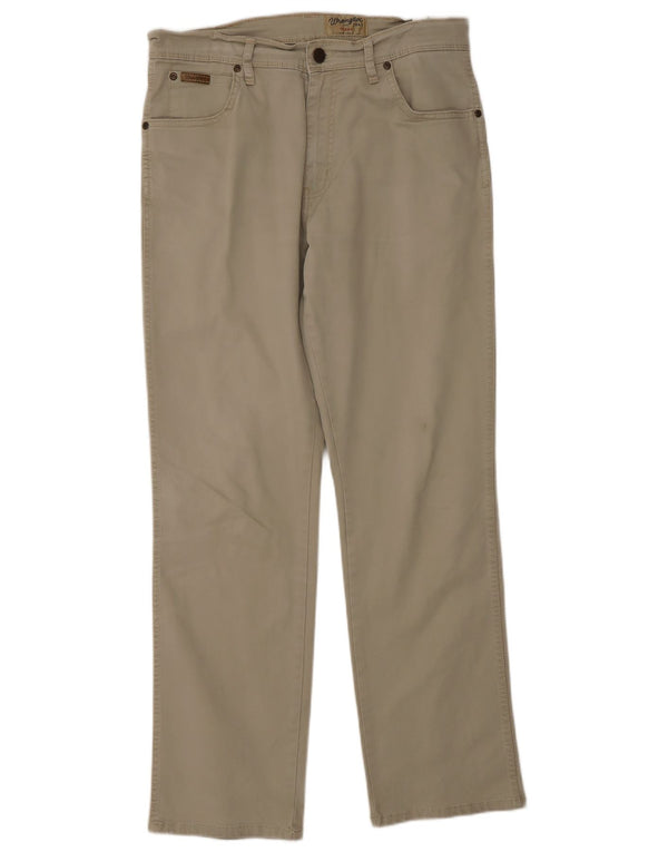 Calça Wrangler masculina Texas Stretch Straight Casual W32 L30 Algodão Bege