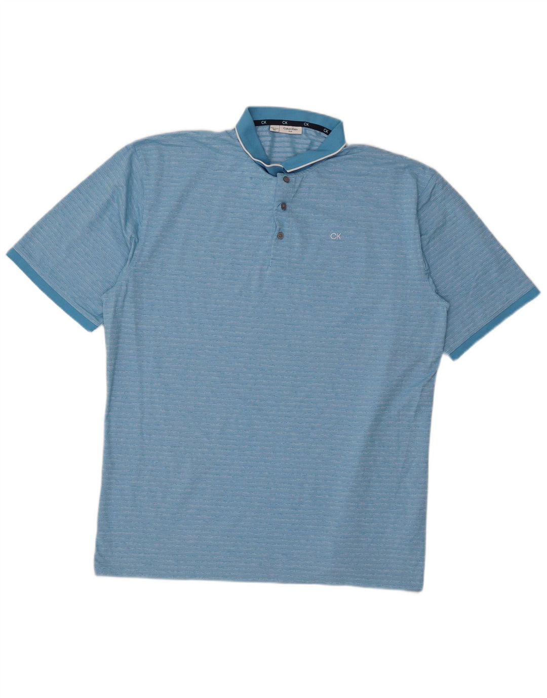 Camisa polo masculina de golfe Calvin Klein 3XL algodão listrado azul