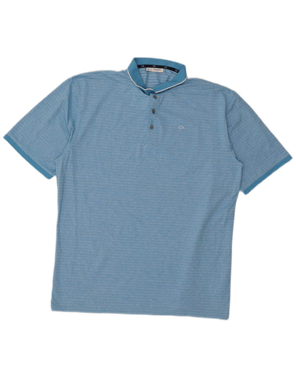 Camisa polo masculina de golfe Calvin Klein 3XL algodão listrado azul