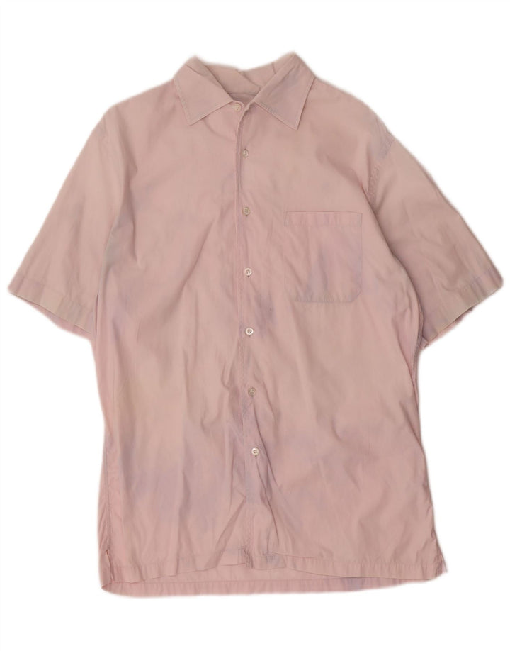 Camisa masculina de manga curta HUGO BOSS algodão rosa médio