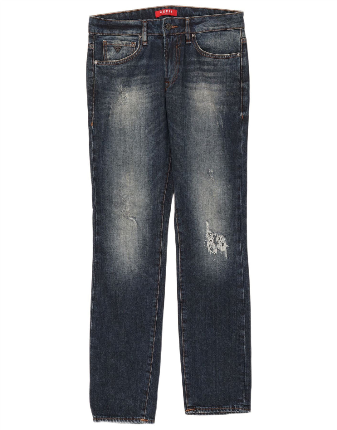 Guess Jeans femininos desgastados slim W30 L32 algodão azul