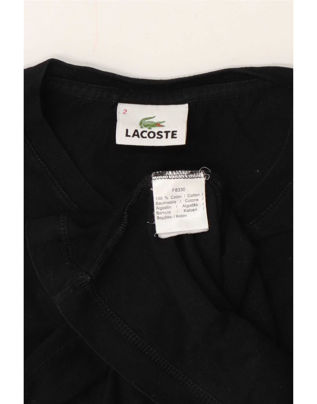 Lacoste Mens Top Manga Longa Tamanho 2 XS Algodão Preto