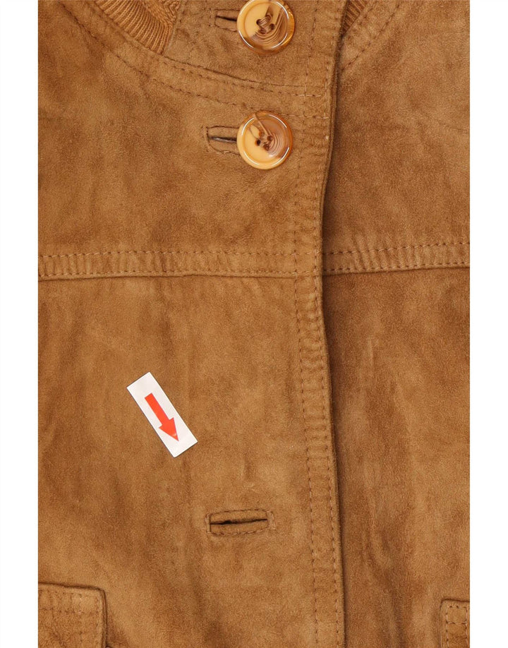 Jaqueta bomber feminina vintage de camurça IT 44 couro bege médio