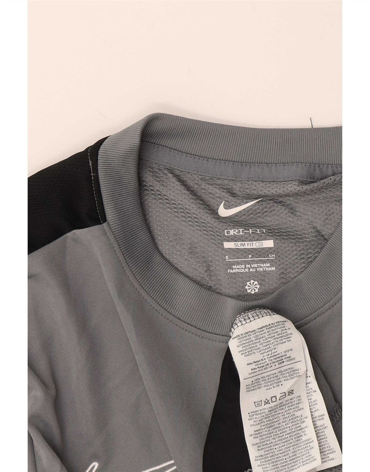 Camiseta masculina Nike Dri Fit Slim Fit Top pequeno cinza colorblock poliéster