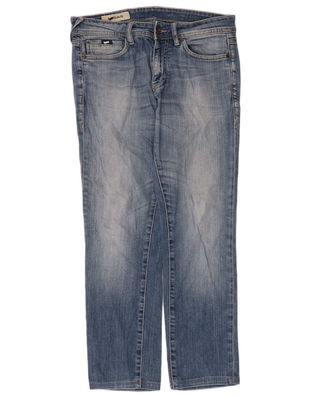 Calça jeans reta feminina Gas W33 L27 algodão azul