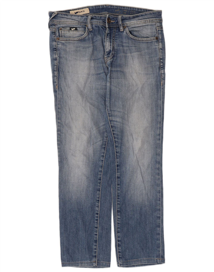 Calça jeans reta feminina Gas W33 L27 algodão azul