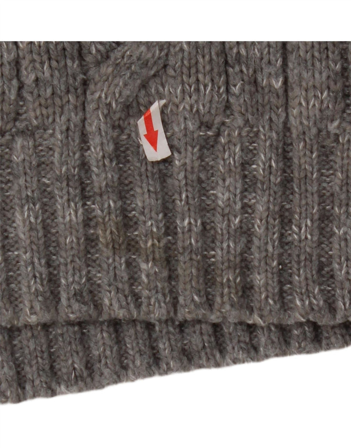 Suéter masculino Marks & Spencer com zíper e gola grande acrílico manchado cinza