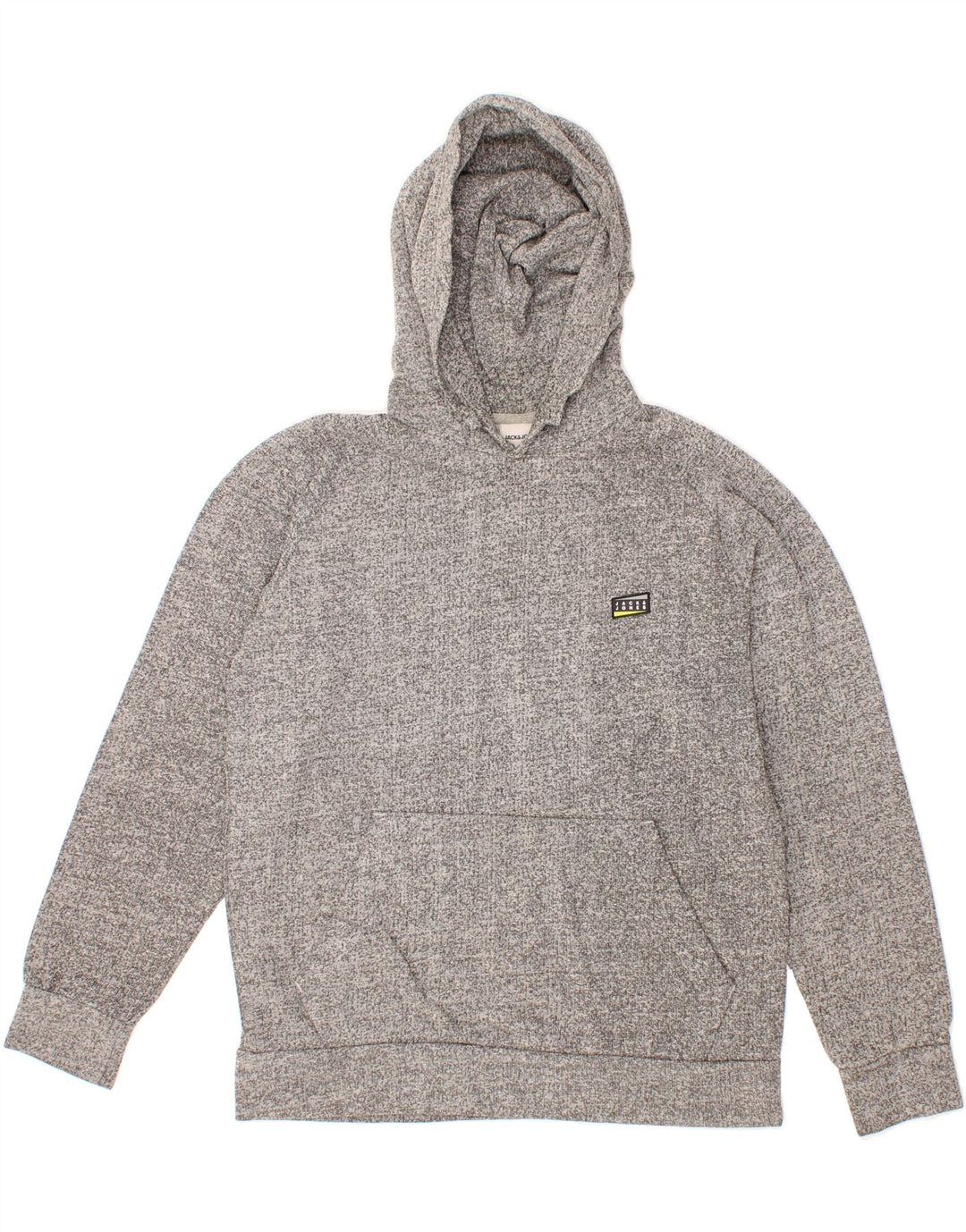 JACK & JONES Mens Slim Hoodie Jumper Large Grey Flecked Cotton Vintage Jack & Jones and Second-Hand Jack & Jones from Messina Hembry 