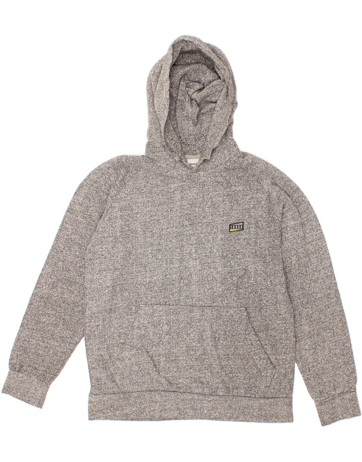 JACK & JONES Mens Slim Hoodie Jumper Large Grey Flecked Cotton Vintage Jack & Jones and Second-Hand Jack & Jones from Messina Hembry 