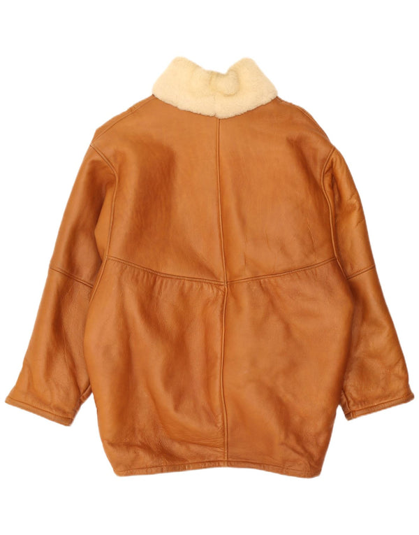 Jaqueta feminina vintage de shearling de grandes dimensões IT 44 marrom médio