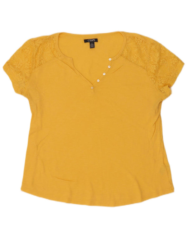 Camiseta feminina Chaps UK 16 grande nylon floral amarelo