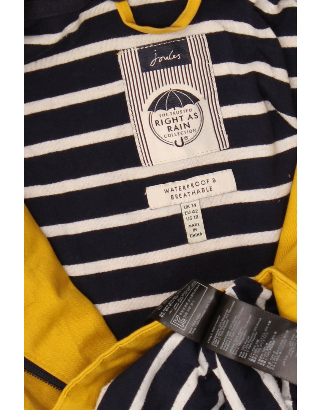 Capa de chuva feminina com capuz JOULES UK 14 grande poliéster amarelo