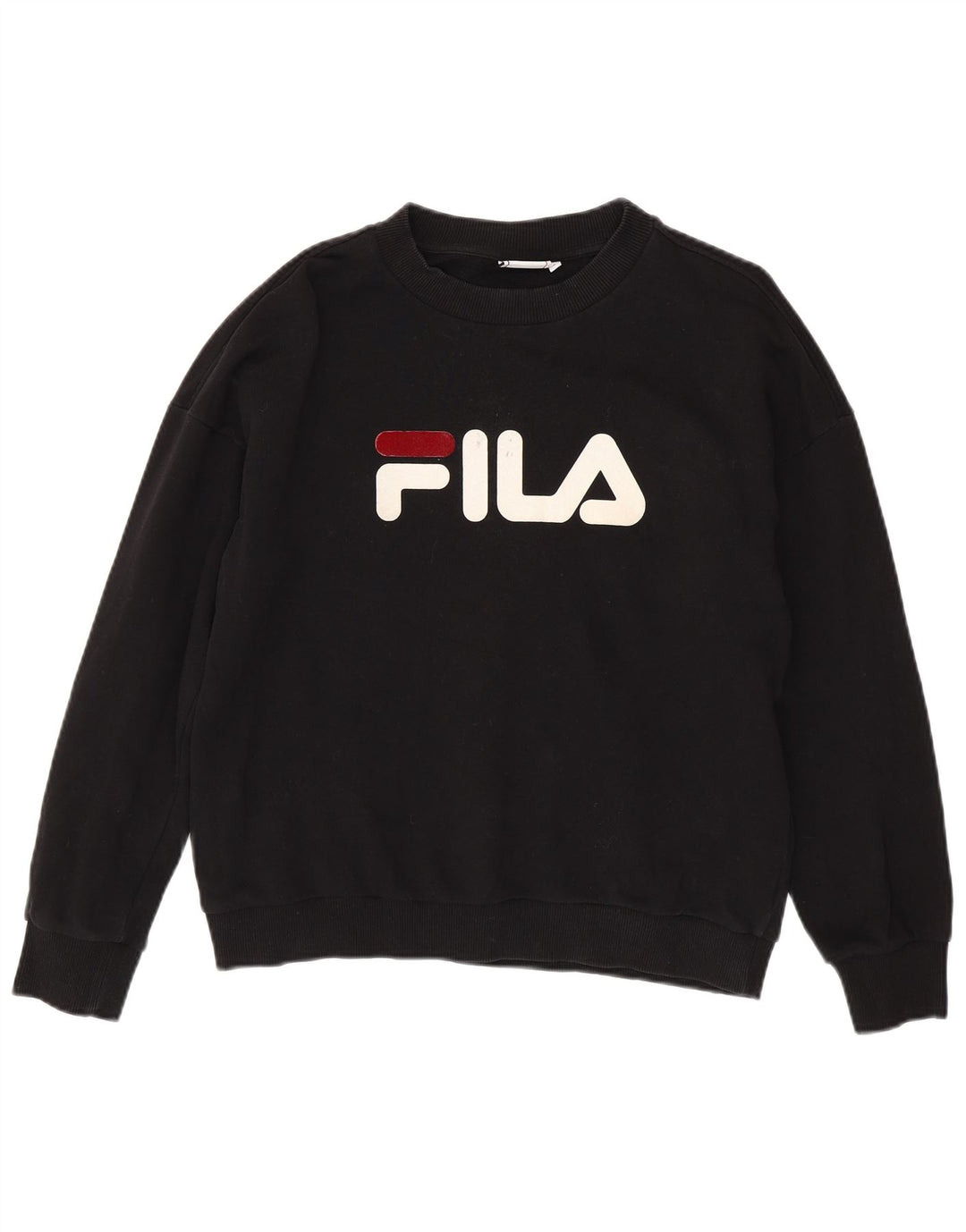 FILA moletom gráfico feminino jumper UK 16 grande algodão preto
