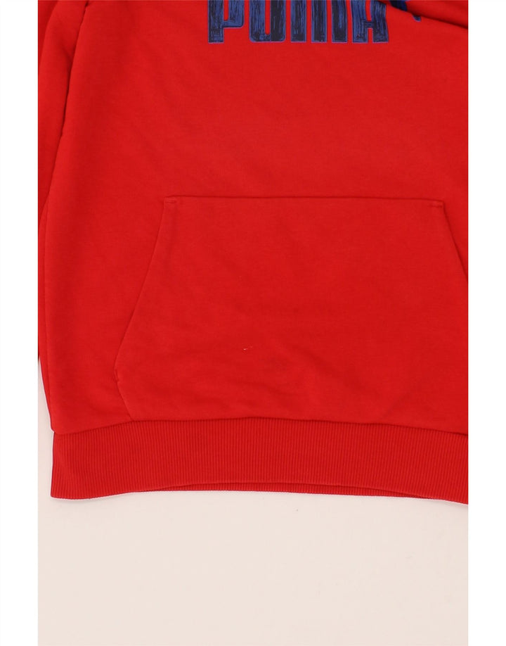 PUMA Boys Graphic Hoodie Jumper 11-12 Years Red Cotton Vintage Puma and Second-Hand Puma from Messina Hembry 
