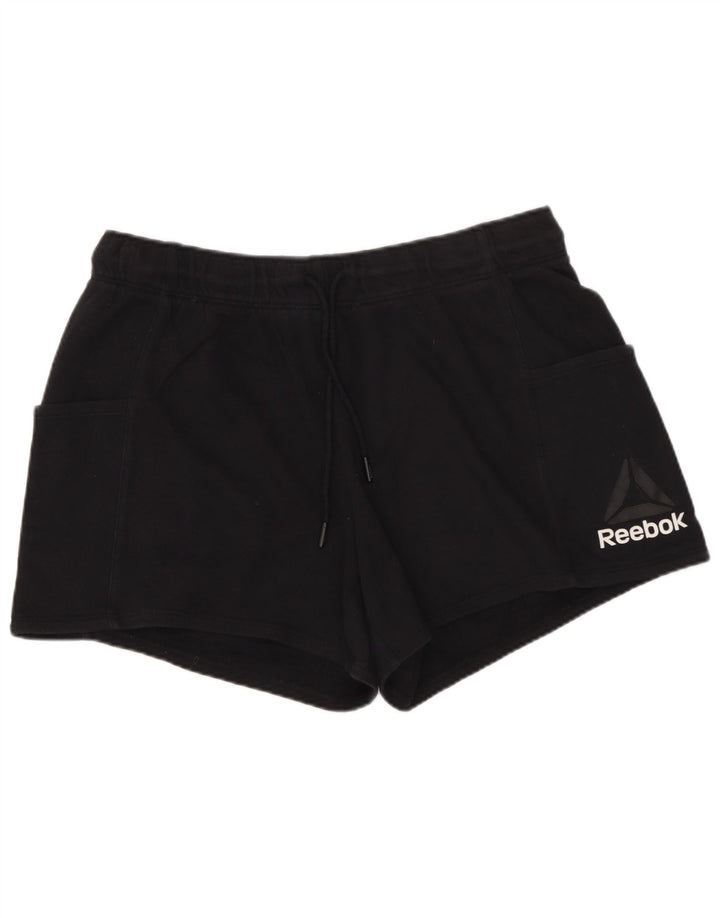 Shorts esportivos femininos REEBOK UK 14 grande algodão preto