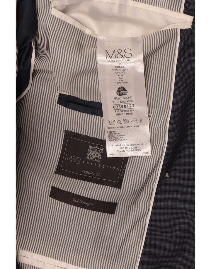 Jaqueta blazer masculina de 2 botões MARKS & SPENCER UK 40 azul marinho médio