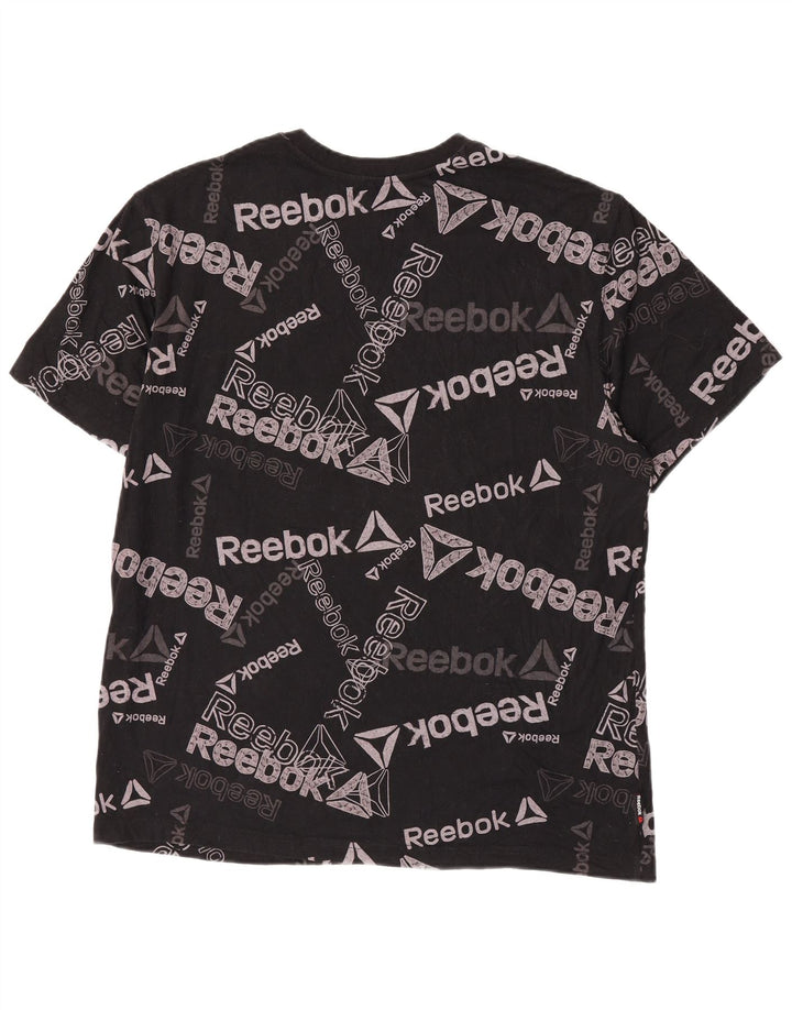 Reebok Mens Graphic T-Shirt Top Grande Algodão Preto