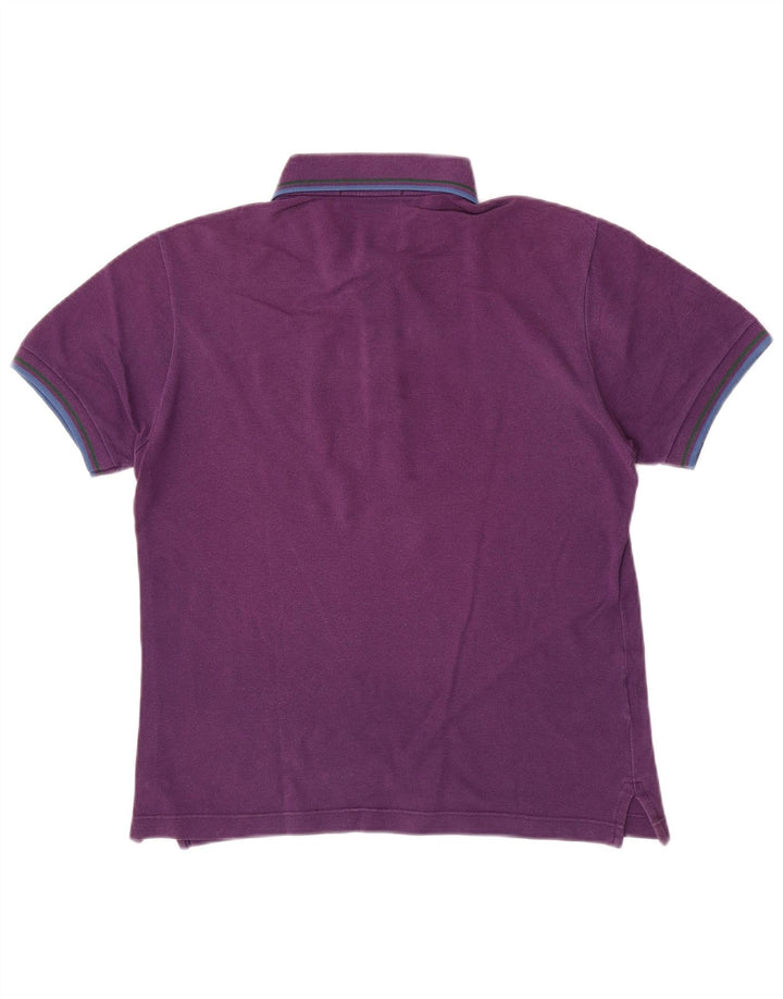 Camisa polo masculina Fred Perry pequena listrada roxa de algodão