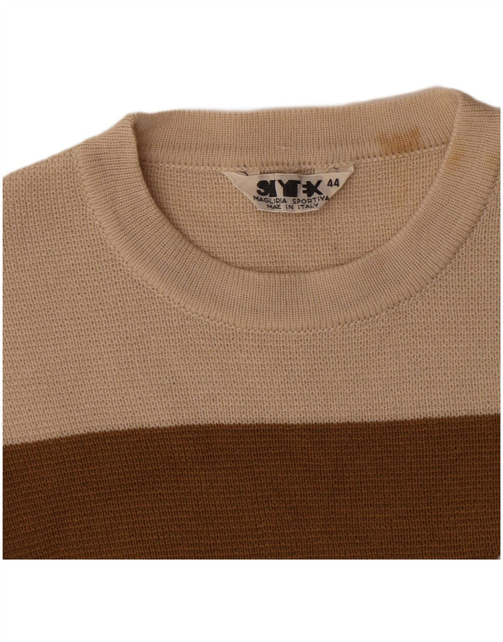 Suéter feminino vintage com gola canoa IT 44 listrado bege médio