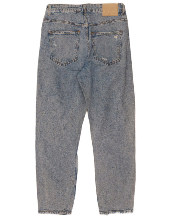 Zara Calça jeans feminina cintura alta desgastada EU 40 médio W30 L28 azul