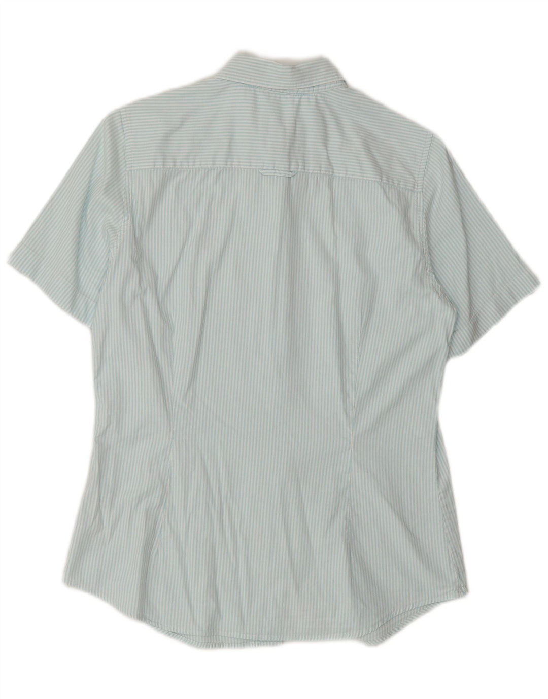 Camisa feminina de manga curta GANT Reino Unido 12 algodão listrado azul médio