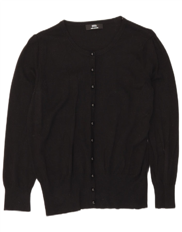 Suéter cardigã feminino Marks & Spencer Reino Unido 16 grande viscose preta