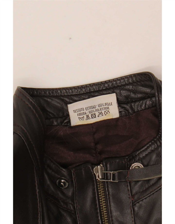 Jaqueta bomber feminina de couro In Extenso UK 18 XL marrom