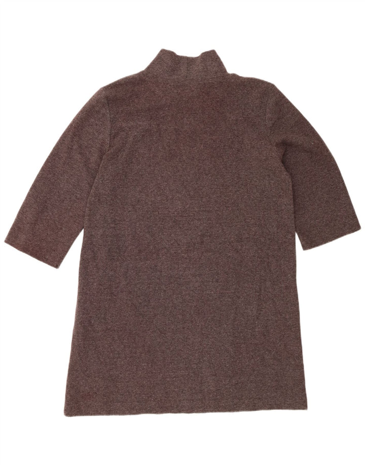 Zara Vestido feminino manga 3/4 Reino Unido 16 grande poliéster marrom