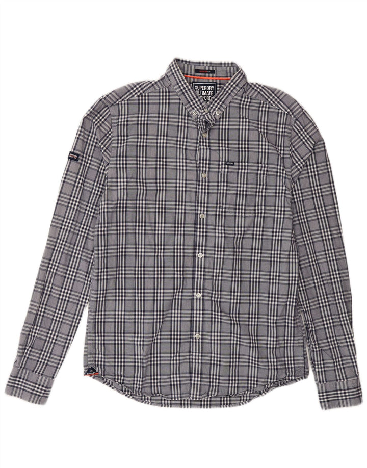 Camisa masculina Superdry Regular Fit grande algodão xadrez azul