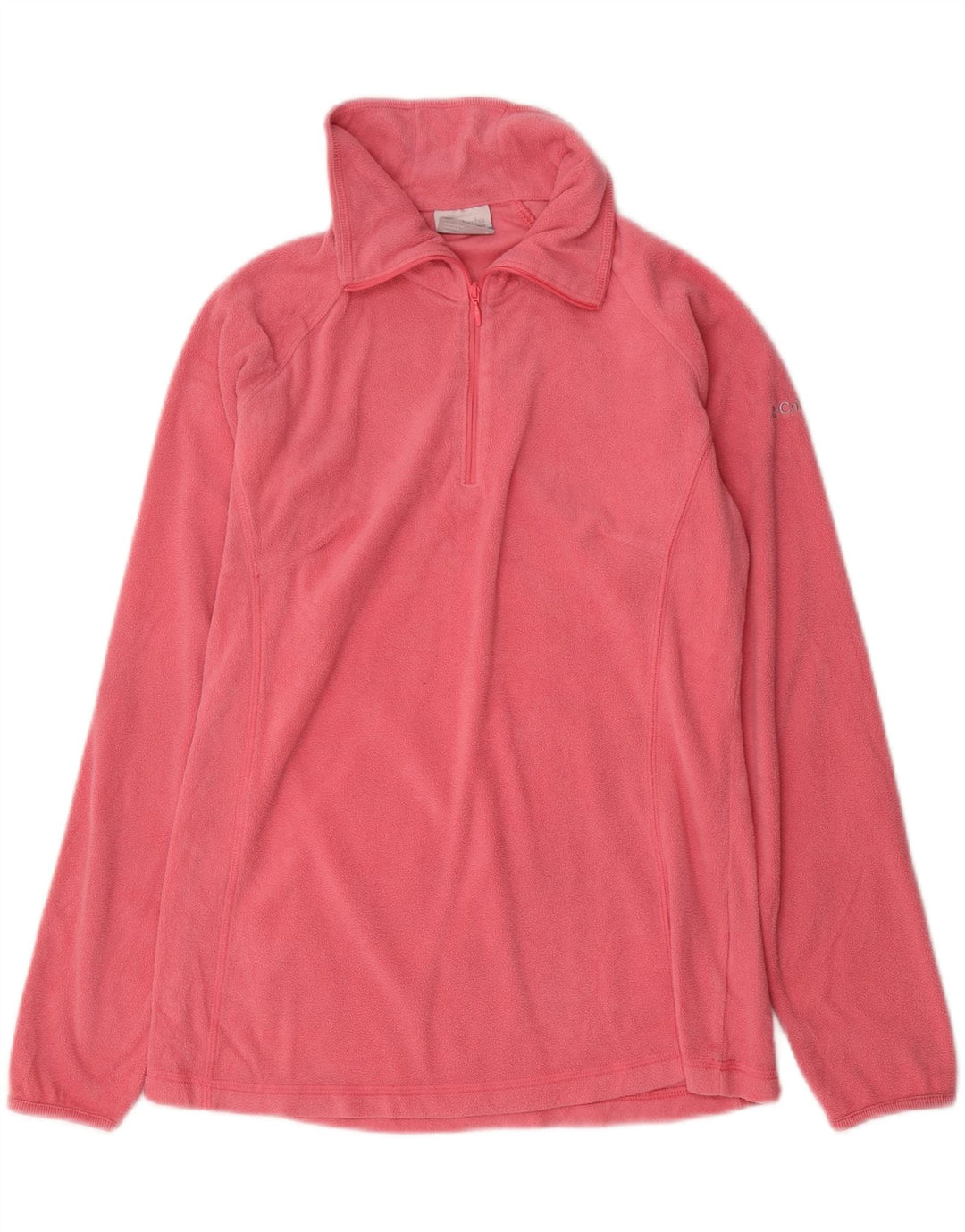 Suéter de lã feminino COLUMBIA com zíper e gola UK 12 poliéster rosa médio