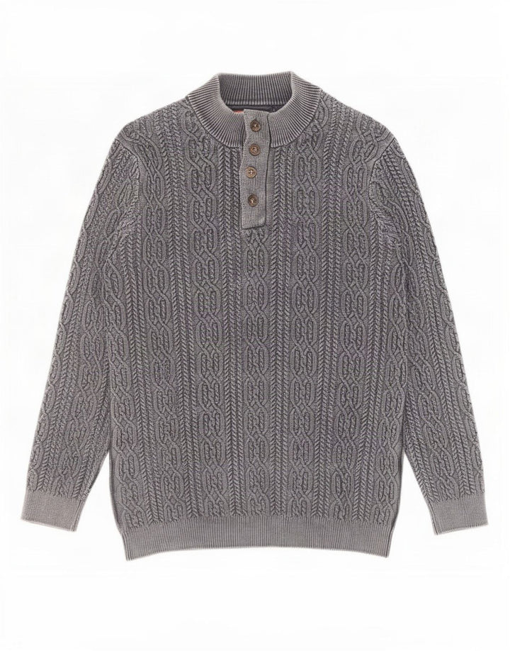 Suéter masculino Joe Browns com gola e botão 2XL algodão cinza