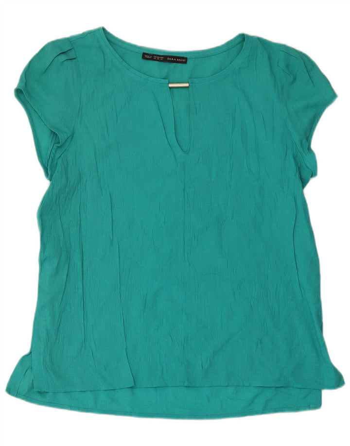 Blusa feminina Zara UK 18 XL turquesa