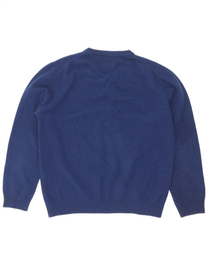 Suéter feminino Gant com decote em V Reino Unido 14 grande lã de cordeiro azul